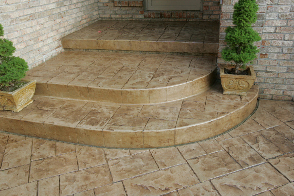 Ashlar Cut Stone stamped steps and porch